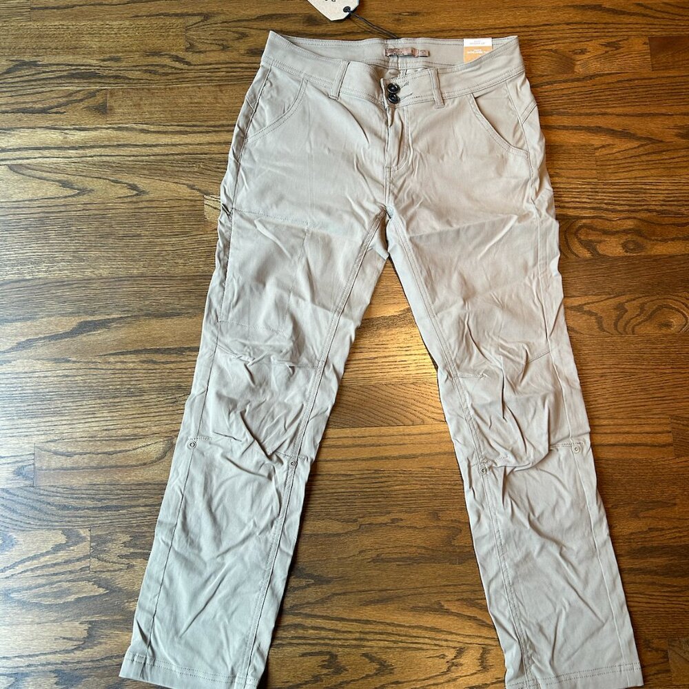 Halle Prana Pants NWT Womens Straight Short size 6 Dark Khaki